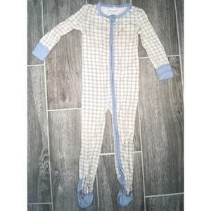 Posh Peanut Bamboo Blue Checkered Baby Footie Size 18-24 Months